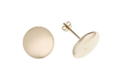 Yellow Gold Button Stud Earrings 9 Carat Studs 10mm British Made