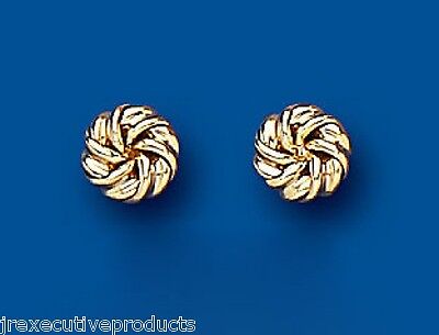 Yellow Gold Knot Stud Earrings 6mm 9 Carat Studs British Made
