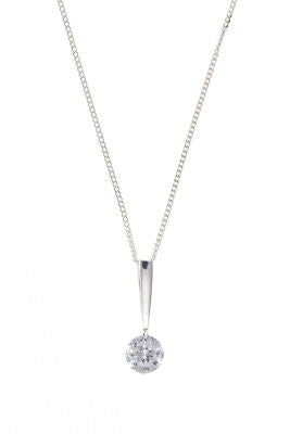 Sterling Silver Solitaire Pendant 925 Hallmark 18" Chain