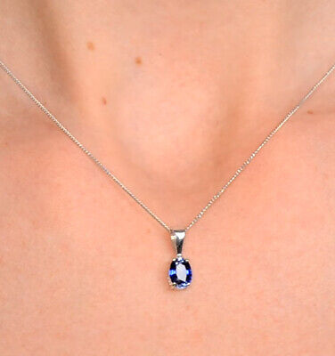 Tanzanite Pendant and Earrings Set Oval Solitaire 9ct White Gold Hallmarked