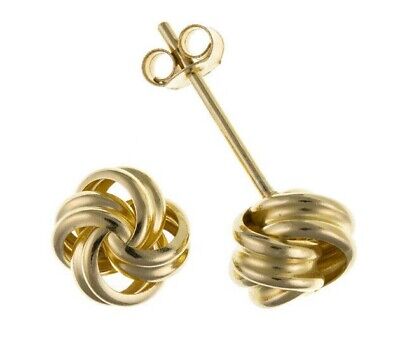 Yellow Gold Knot Stud Earrings Solid 9 Carat Studs 6mm British Made