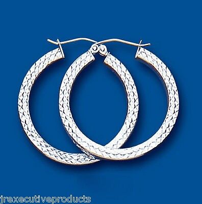Hoop Earrings Creole Silver Oval Sterling Silver Hoops 29mm Diamond Cut