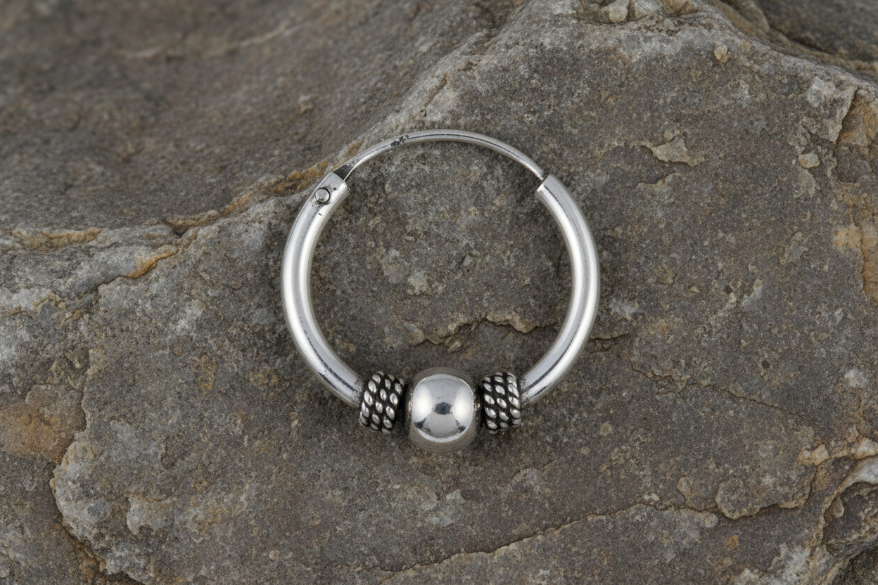 Mens Earring Gypsy Hoop Earring 925 Sterling Silver Sleeper Earring