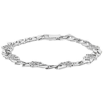 Ladies Heart Curb Link Bracelet Gemstone Hearts Solid Sterling Silver Hallmarked