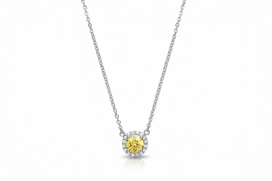 Yellow Sapphire Silver Necklace Sparkling Gemset Pendant 925 Hallmark