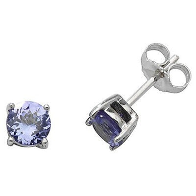 Natural Tanzanite Jewellery Set – 5mm Pendant & Stud Earrings Solid White Gold