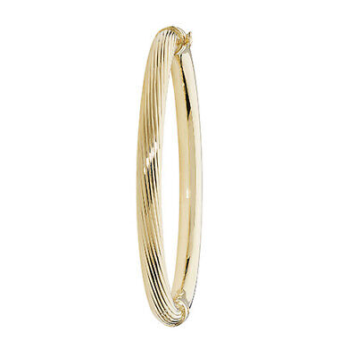 Ladies Yellow Gold Bangle Twist Design British Made Hallmarked Womens Bracelet