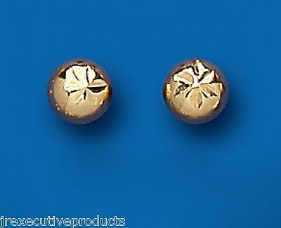 9ct Diamond Cut Ball Stud Earrings Yellow Gold Studs 6mm British Made