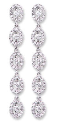 Luxury 18ct White Gold Natural Diamond Long Drop Dangle Earrings for Women