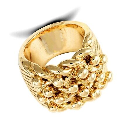 Yellow Gold Keeper Ring Men's 4 Row VERY HEAVY 9 Carat Hallmark British made