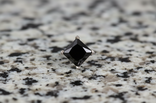 Mens Earring Sterling Silver Black Square Stud 925 Hallmark