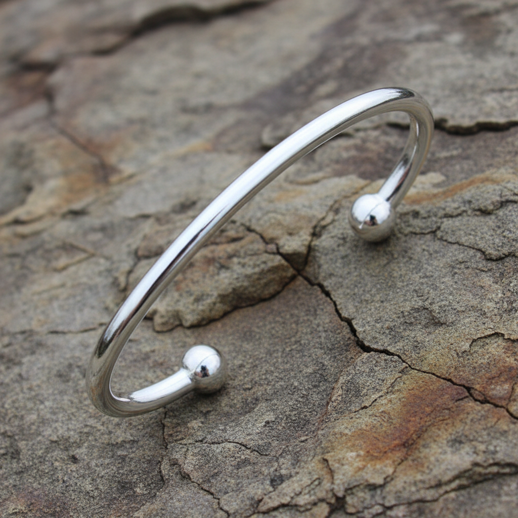 Sterling Silver Torque Bangle Gents Mens Solid Bracelet Hallmarked British Made