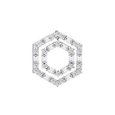 Real Diamond Hexagonal Pendant 18ct White Gold 18" Chain 0.56ctw Mined Diamonds