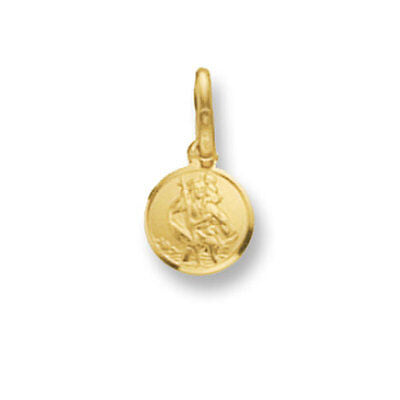 Small Gold St.Christopher Pendant 8mm British made Hallmarked
