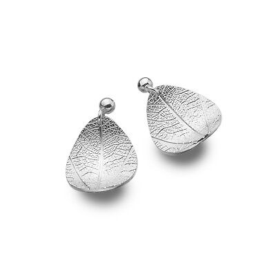 Curved Leaf Drop Earrings Sterling Silver 925 Hallmarked Drops