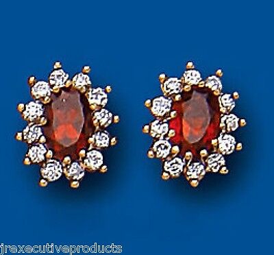 9ct Gold Garnet Stud Earrings Yellow Gold Cluster January Birthstone Hallmarked