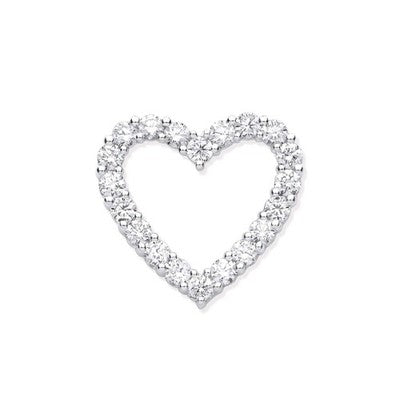 1 Carat Diamond Heart Pendant 18ct White Gold Real Premium Diamonds