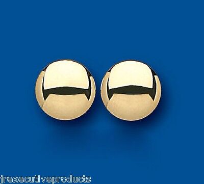 Yellow Gold Button Stud Earrings 9 Carat Studs 10mm British Made