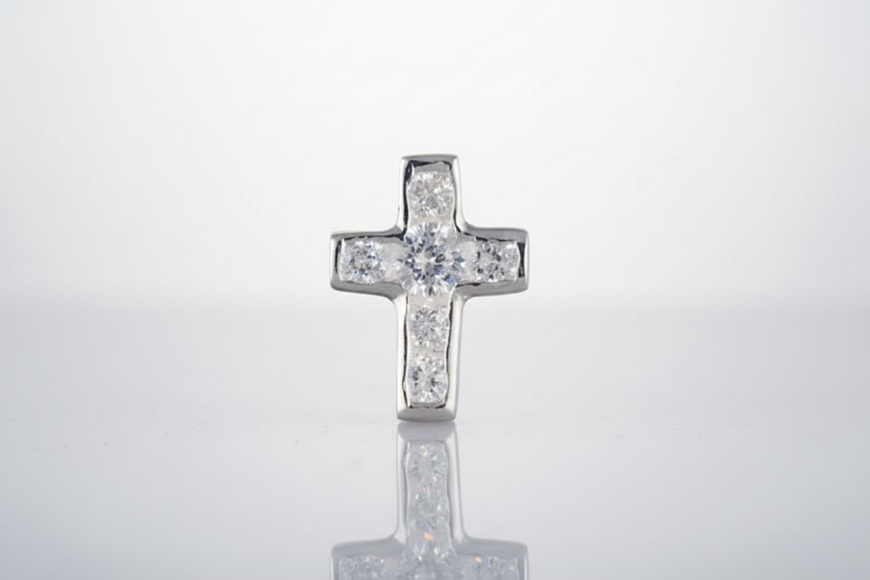 Men's Earring Cross Stud Earring 925 Sterling Silver Earring