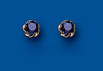 Real Sapphire Solitaire Stud Earrings 9ct Yellow Gold 5mm Studs Hallmarked
