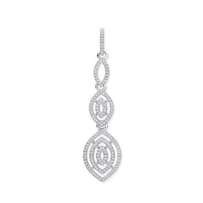 Diamond Marquise Drop Pendant Necklace in White Gold – 18" Chain Real Diamonds