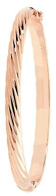 Rose Gold Twisted Bangle Hinged Ladies British Made Hallmarked Womens Bracelet
