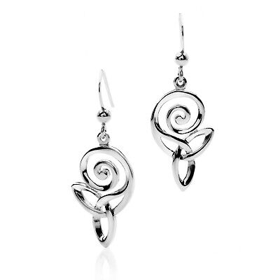 Spiral Trinity Drop Earrings Sterling Silver 925 Hallmarked Drops
