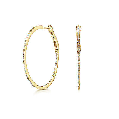 Diamond Oval Hoop Earrings 9ct Yellow Gold 0.50ctw Diamonds 34mm