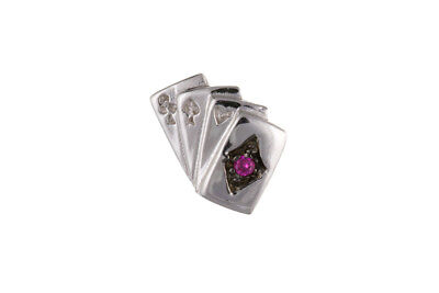 Men's Earring Playing Cards Stud Gents Solid Sterling Silver