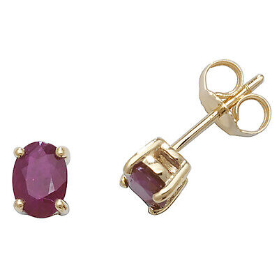 Ruby Pendant and Earrings Set Oval Solitaire 9ct Yellow Gold Hallmarked