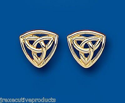 Yellow Gold Celtic Stud Earrings Solid 9 Carat Triangle Studs British Made