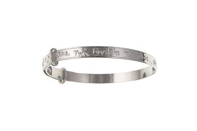 Childrens Bangle Silver 1 2 Buckle My Shoe Adjustable 3-7 yrs 925 hallmark