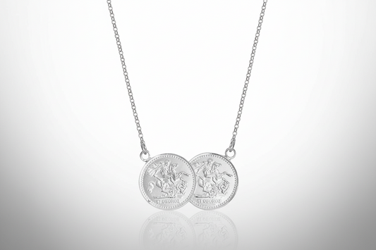 Half Sovereign Necklace Solid Sterling Silver Ladies Pendant 17 "