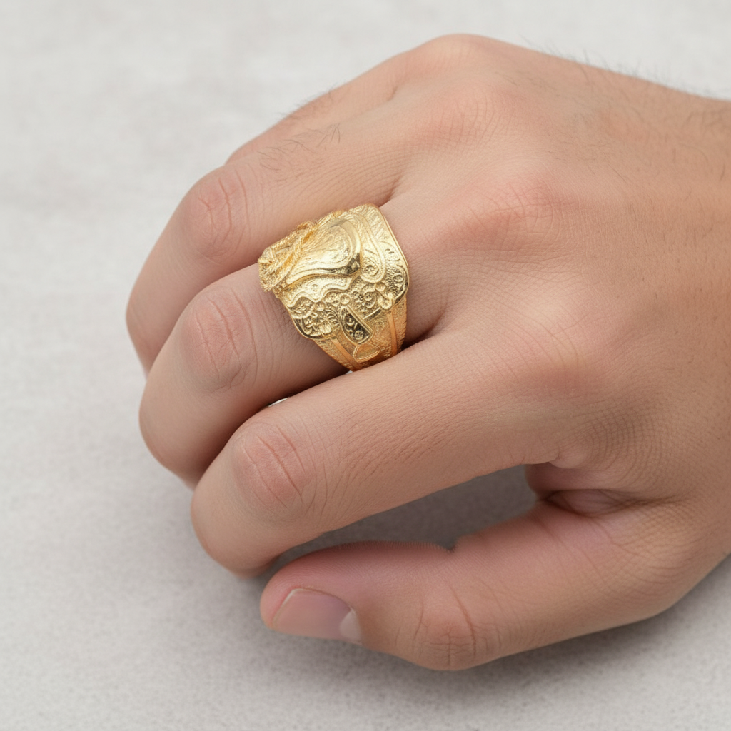 Heavy Gold Saddle Ring Men's Solid 9ct Yellow Gold Hallmarked British made