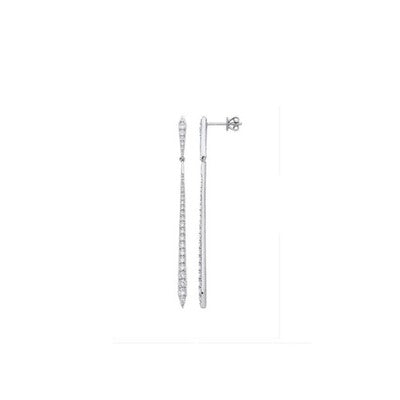 18ct White Gold Diamond Long Drop Earrings Articulated Linear Dangle 60mm