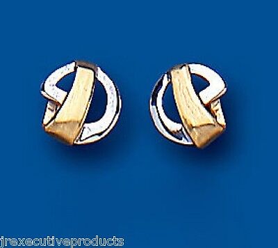 Two Colour Gold Stud Earrings Solid 9ct Yellow and White Gold Studs British Made