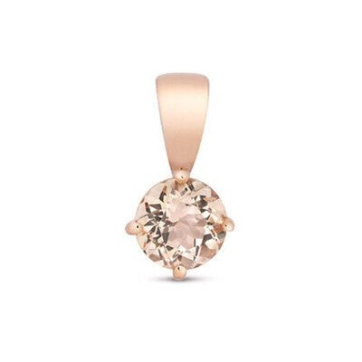 Rose Gold Morganite Jewellery Set Round Solitaire Pendant & Stud Earrings