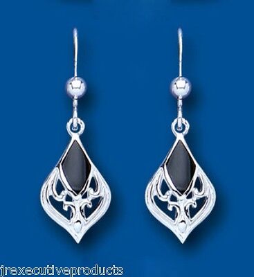 Real Onyx Silver Earrings Drop Drops Natural Stone 925 Hallmark