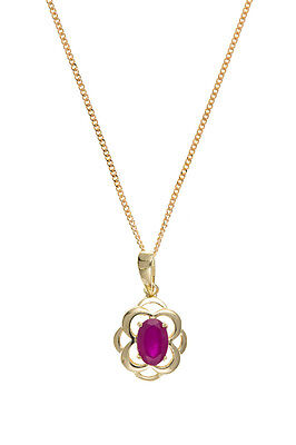 Gold Ruby Pendant and Earrings Set Solitaire Yellow Gold Solid Hallmarked