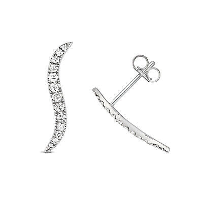 Diamond Climber Stud Earrings 9ct White Gold Premium Diamonds 0.25ct