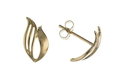 Yellow Gold Flame Stud Earrings Solid 9 Carat Studs British Made
