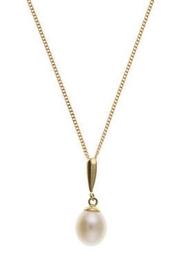Freshwater Pearl Jewellery Set Yellow Gold Pendant Necklace & Matching Earrings