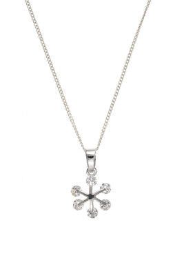 Sterling Silver Snowflake Pendant 18" Chain Sparkling Gemstone 925 Hallmark