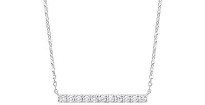 9ct White Gold 0.20ct Diamond Bar Necklace (18in/45cm) Chain Adjustable 16" 17"