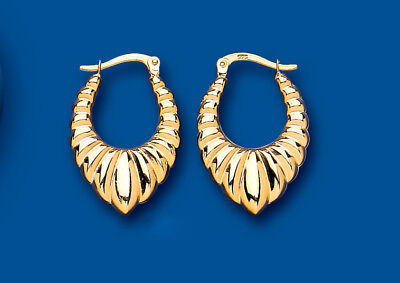 Hoop Earrings Yellow Gold Creole Fancy Hoops Hallmarked