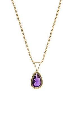 Timeless Amethyst Pendant and Matching Earrings Teardrop Set Solid Yellow Gold