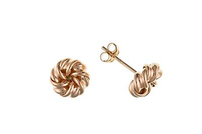 Rose Gold Knot Stud Earrings 8mm 9 Carat 375 Hallmark British Made