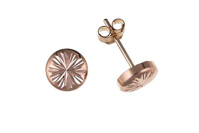 Rose Gold Button Stud Earrings 5mm 9 Carat 375 Hallmark British Made