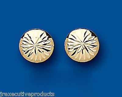 Round Gold Earrings Button Stud Earrings Yellow Gold Stud earrings 8mm