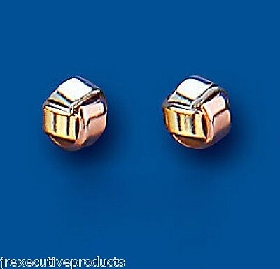 Three Colour Gold Knot Earrings Knot Stud Studs Rose White & Yellow Gold